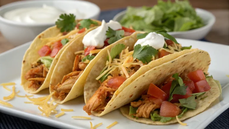 Classic Chicken Tacos with Sour Cream and Fresh Garnishes