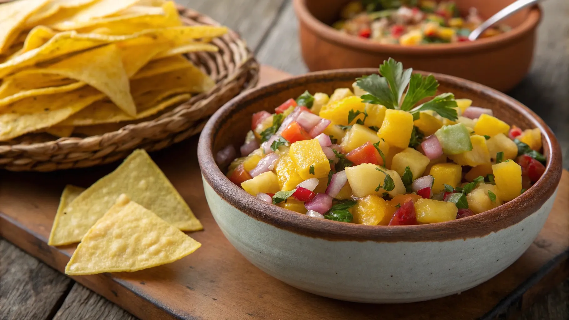 Fresh Mango & Pineapple Salsa with Tortilla Chips