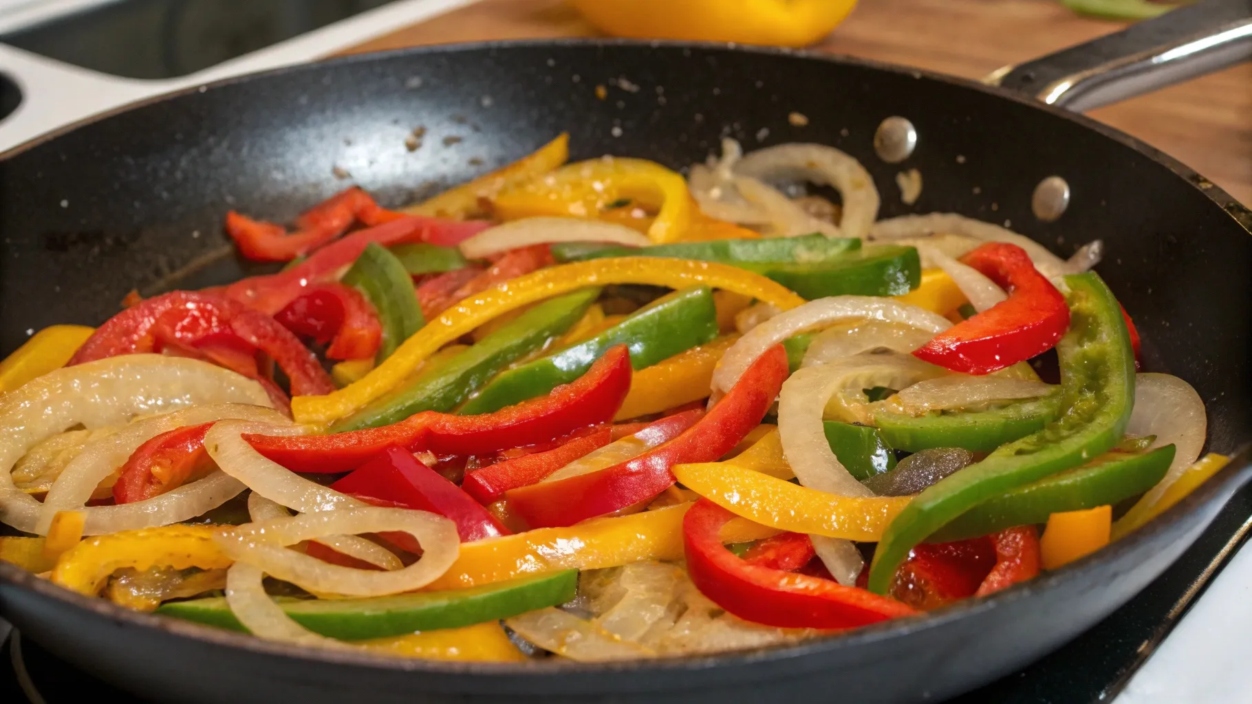 colorful sauted bell peppers and onions