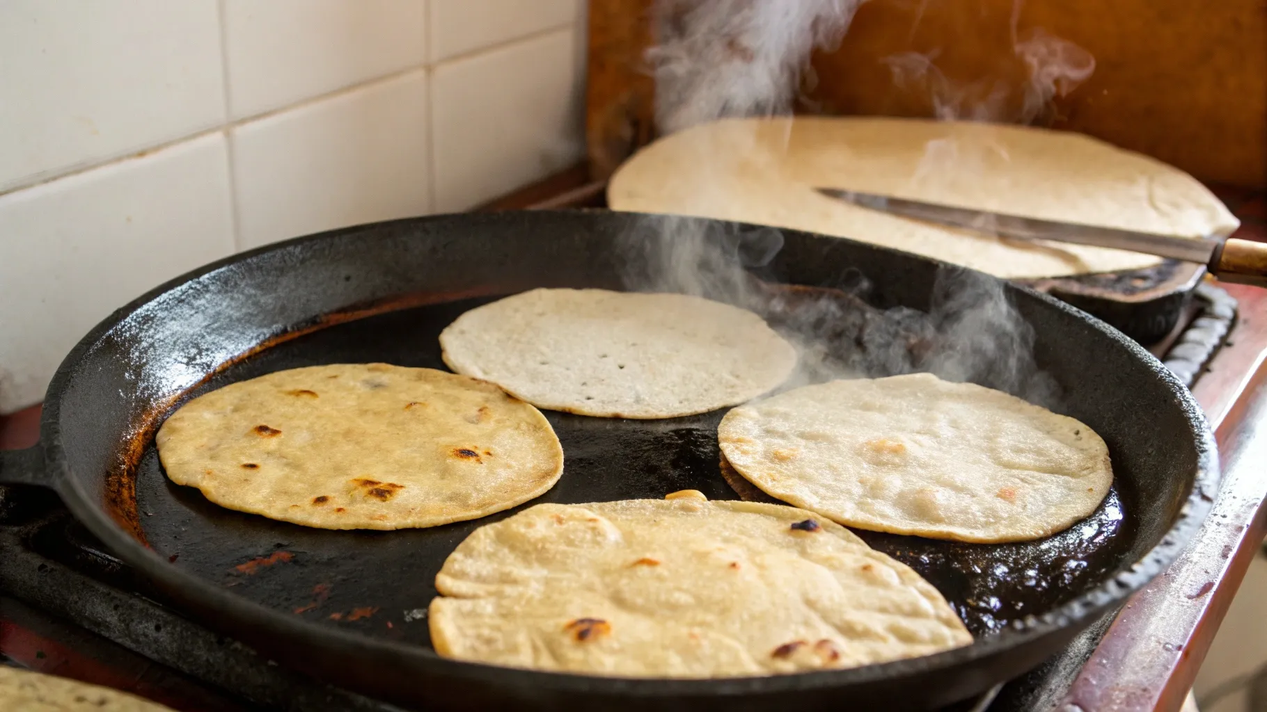 Homemade Corn Tortillas on the Griddle