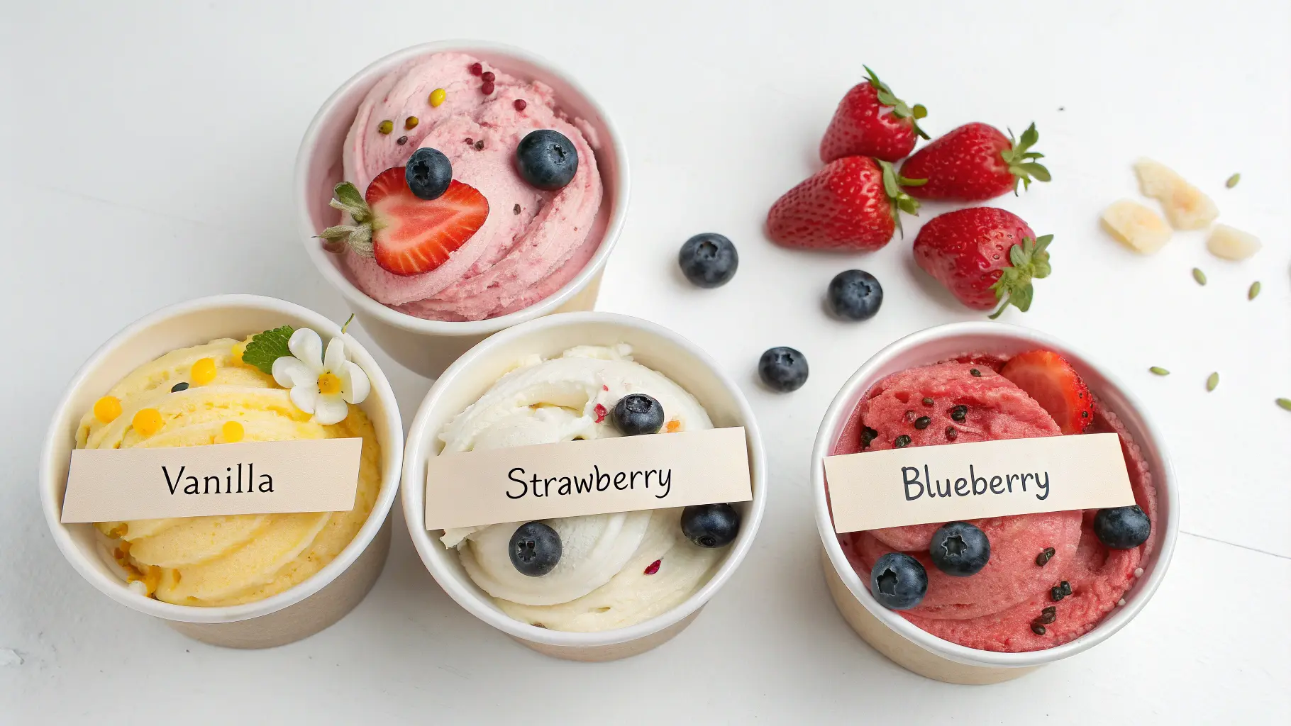 Strawberry Vanilla Delight – Ingredients Flat Lay