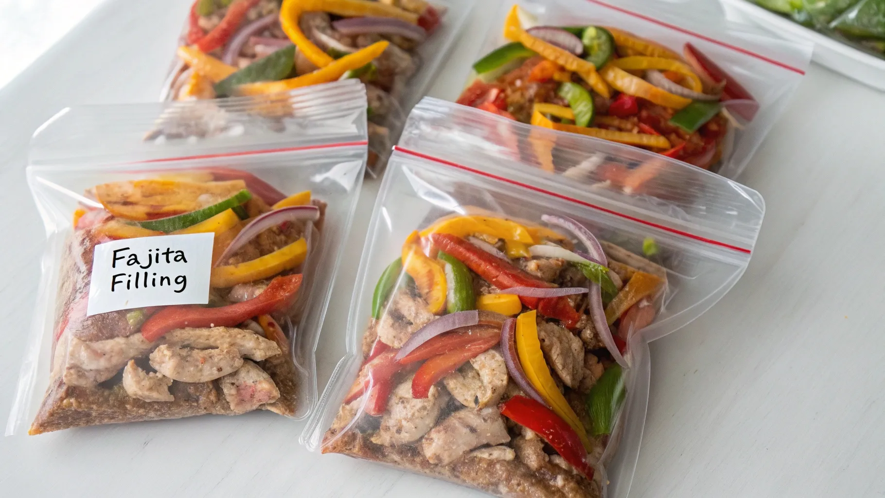fajita filling in freezer bags