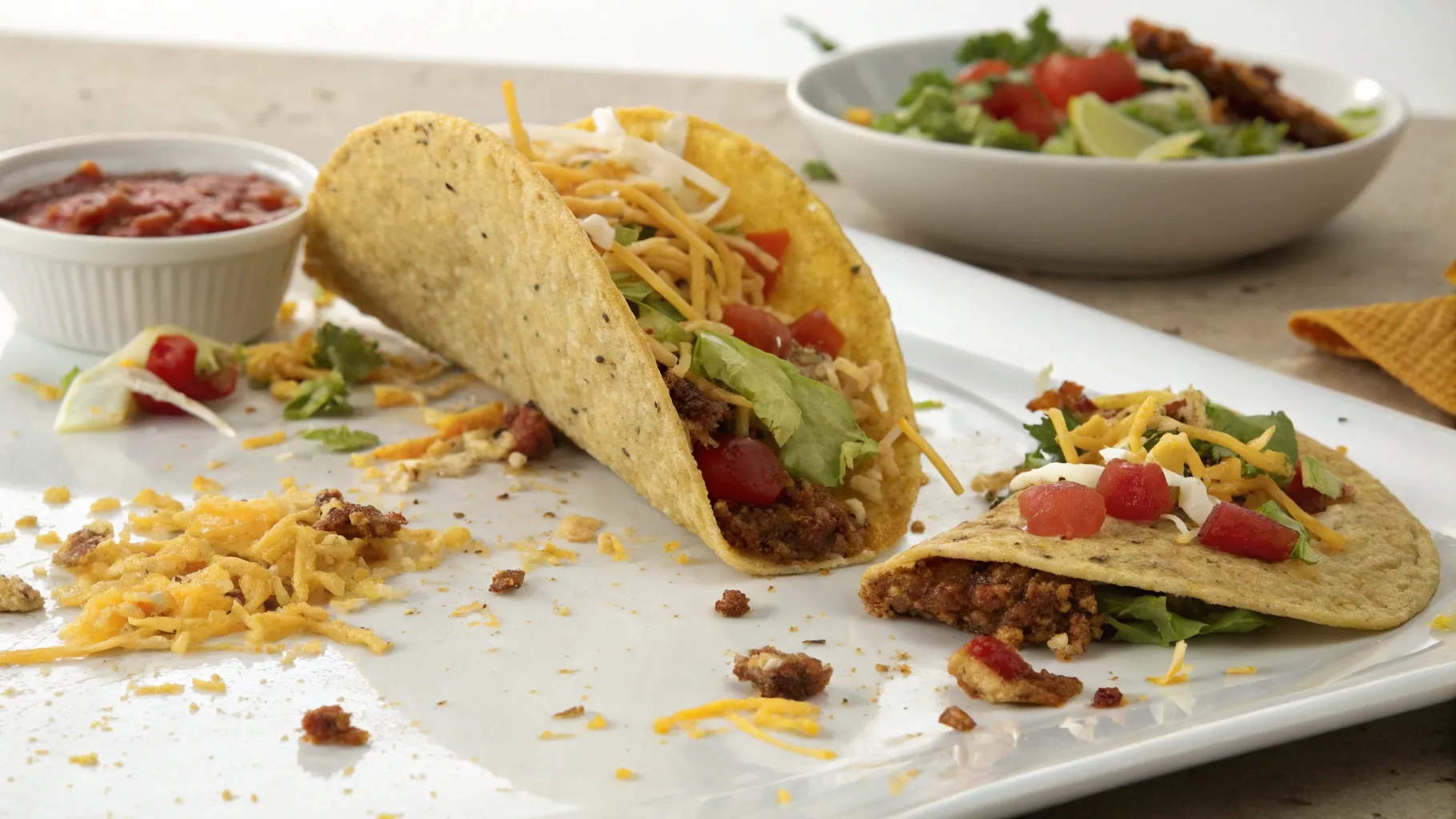 Messy Taco Assembly with Cheese & Salsa
