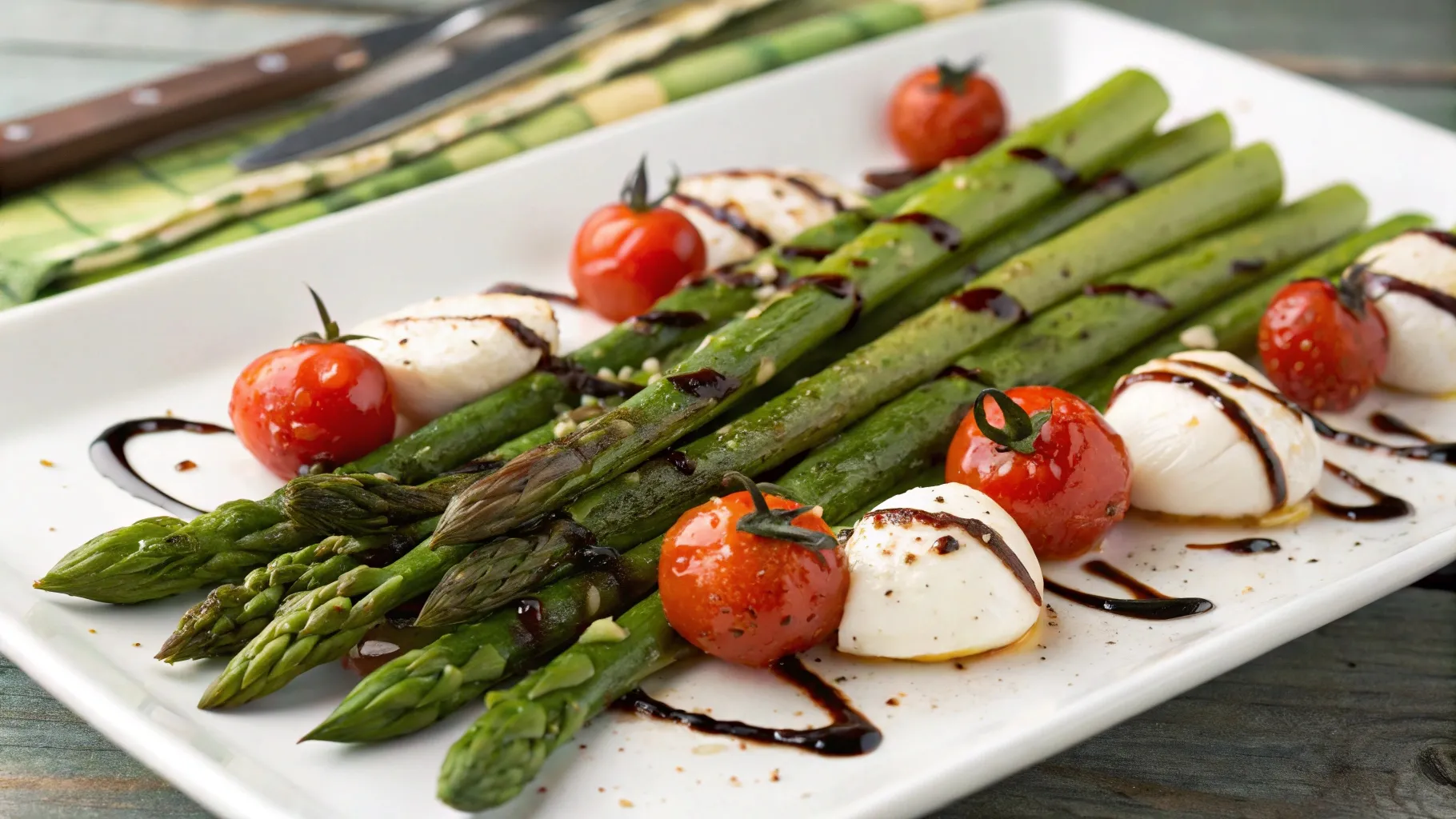 Classic Roasted Caprese Asparagus Platter