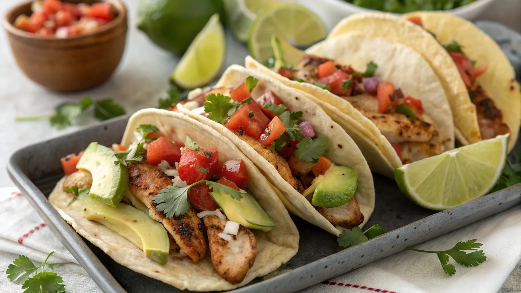 Assorted Chicken Taco Styles Plated
