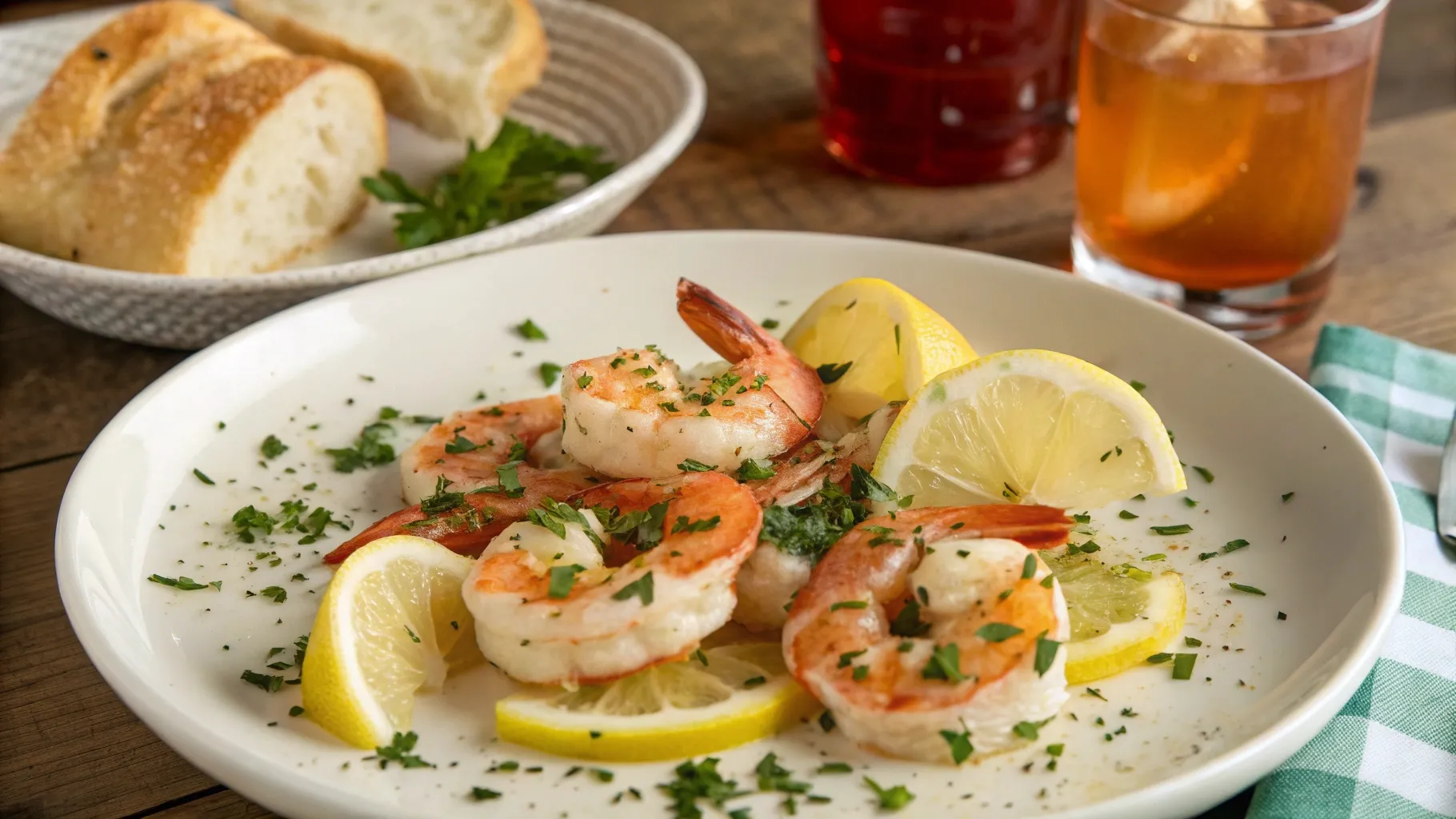 buttered -shrimp- recipe dinner-plated-with-bread