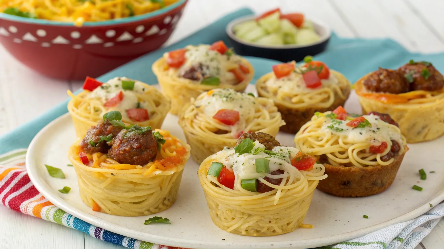 variations of Bolognese Spaghetti Bake Muffin Cups