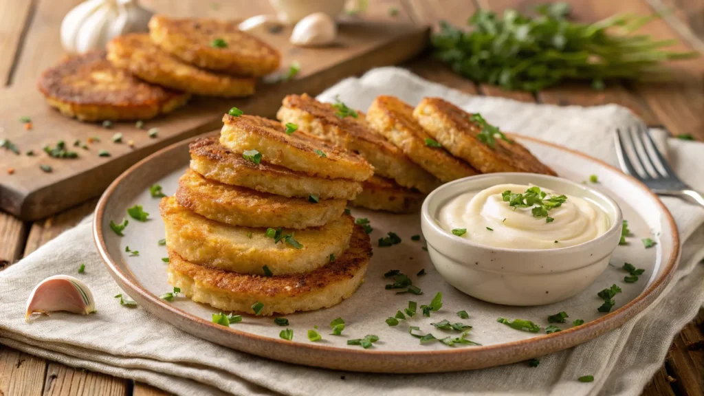crispy-golden-hashbrowns-with-creamy-garlic-dip