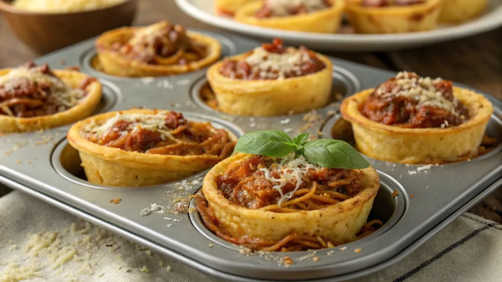 Bolognese Spaghetti Bake Muffin Cups