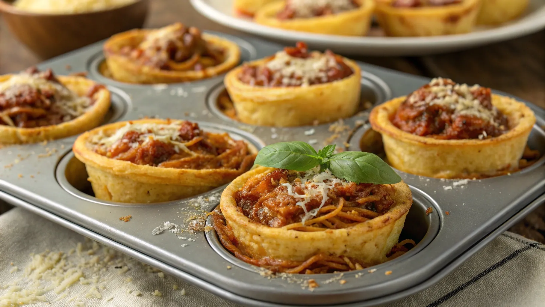 Bolognese Spaghetti Bake Muffin Cups