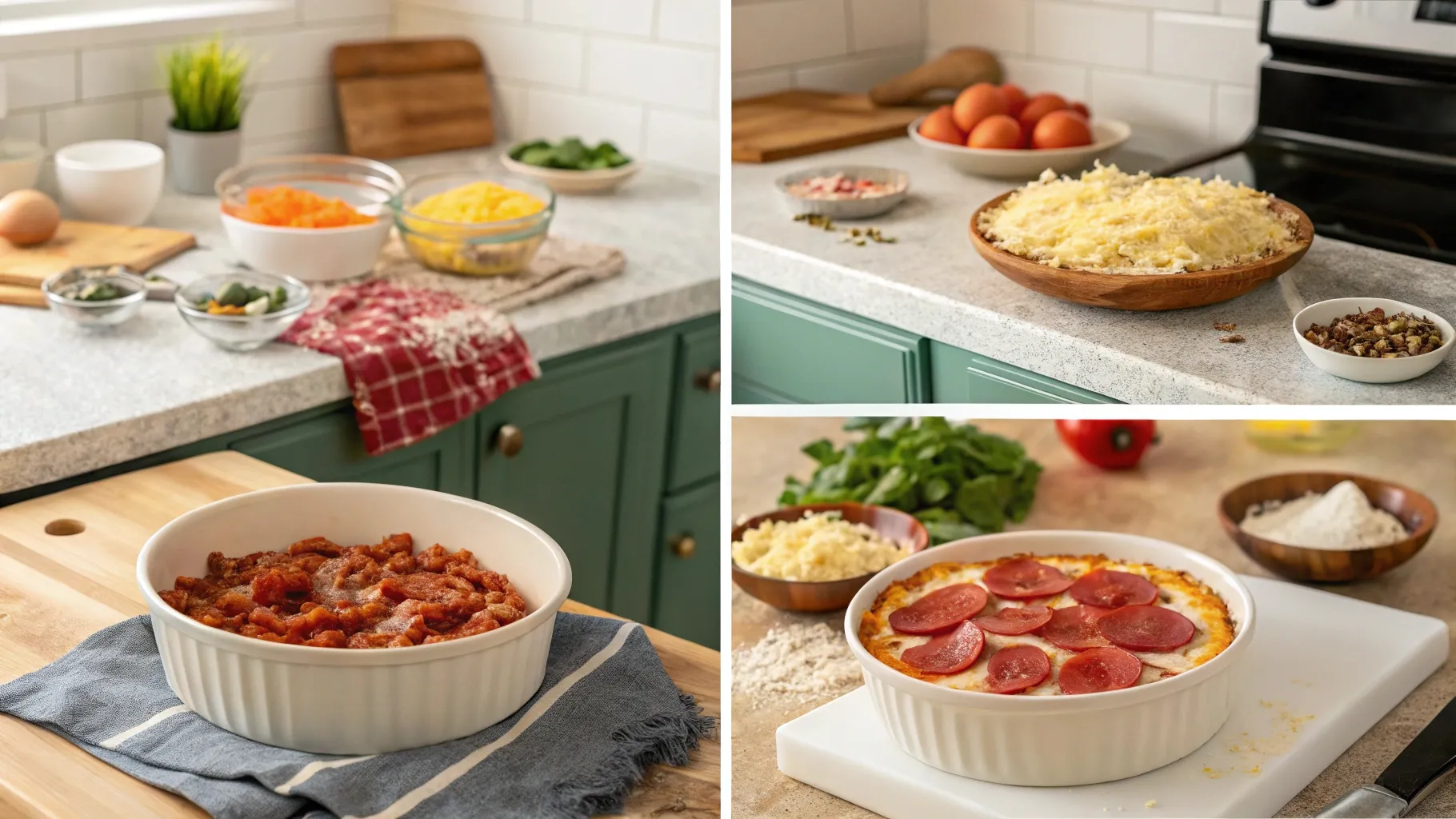 making of Low Carb Crustless Pizza Bowl