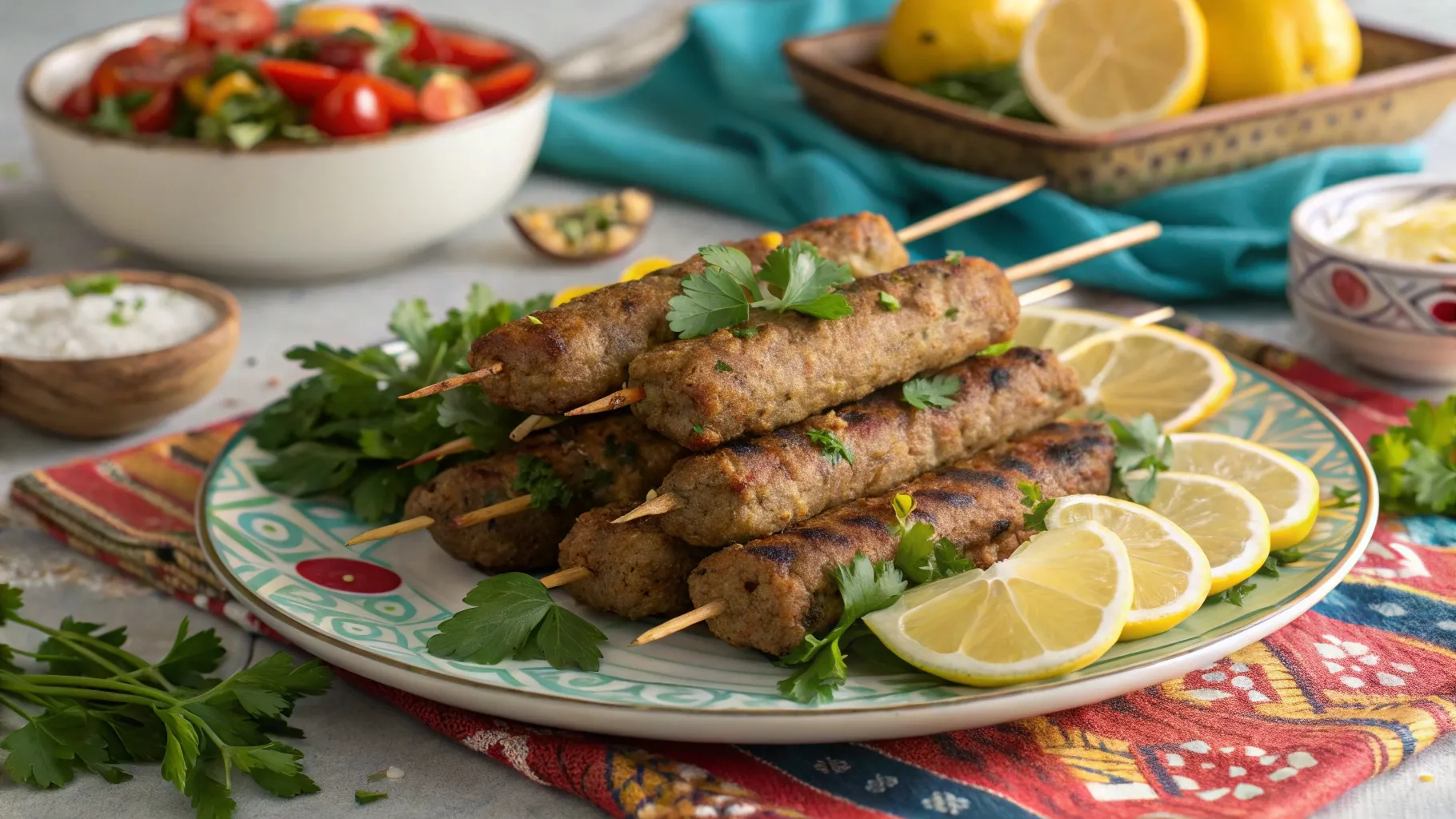 final presentation of chicken kafta kebab