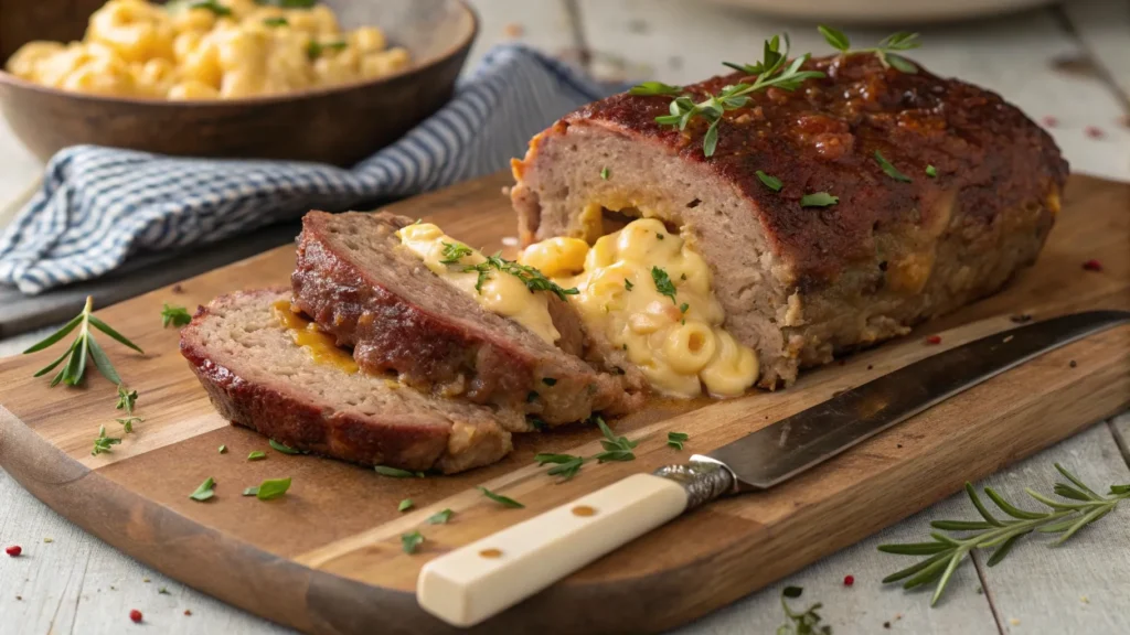 sliced-meatloaf-stuffed-with-creamy-mac-and-cheese