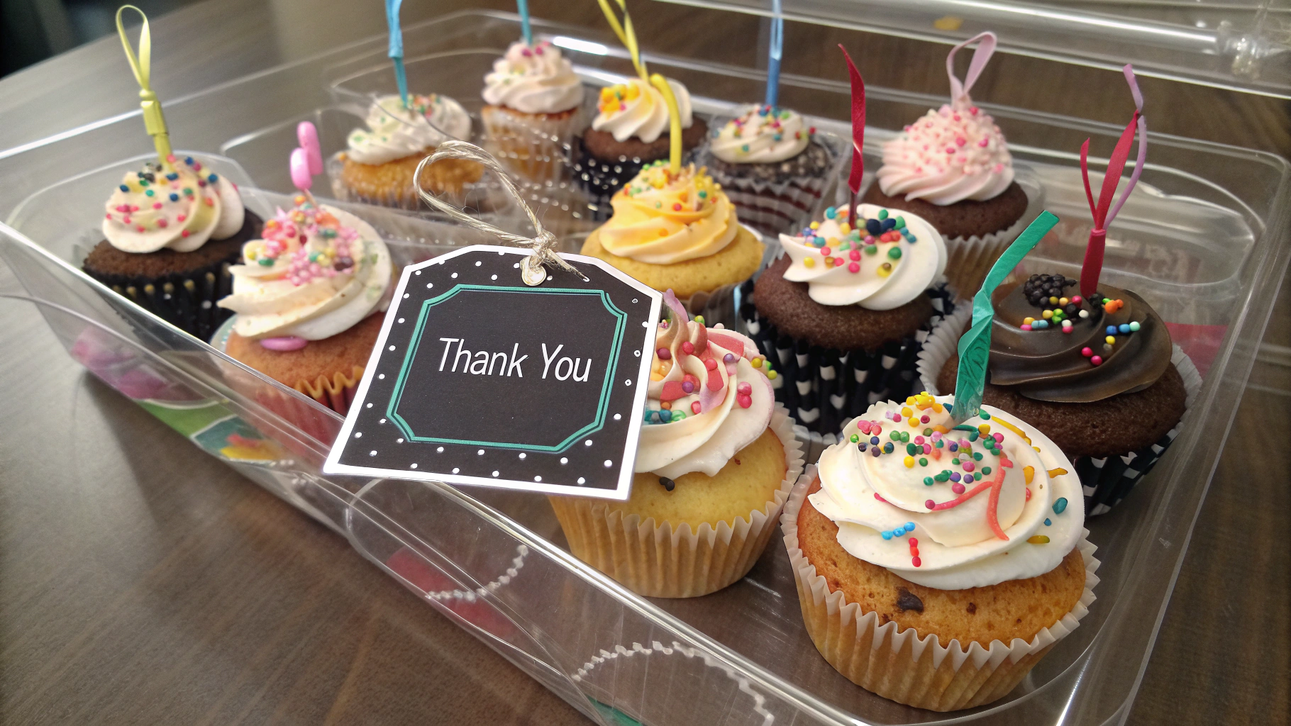 box containing cupcakes