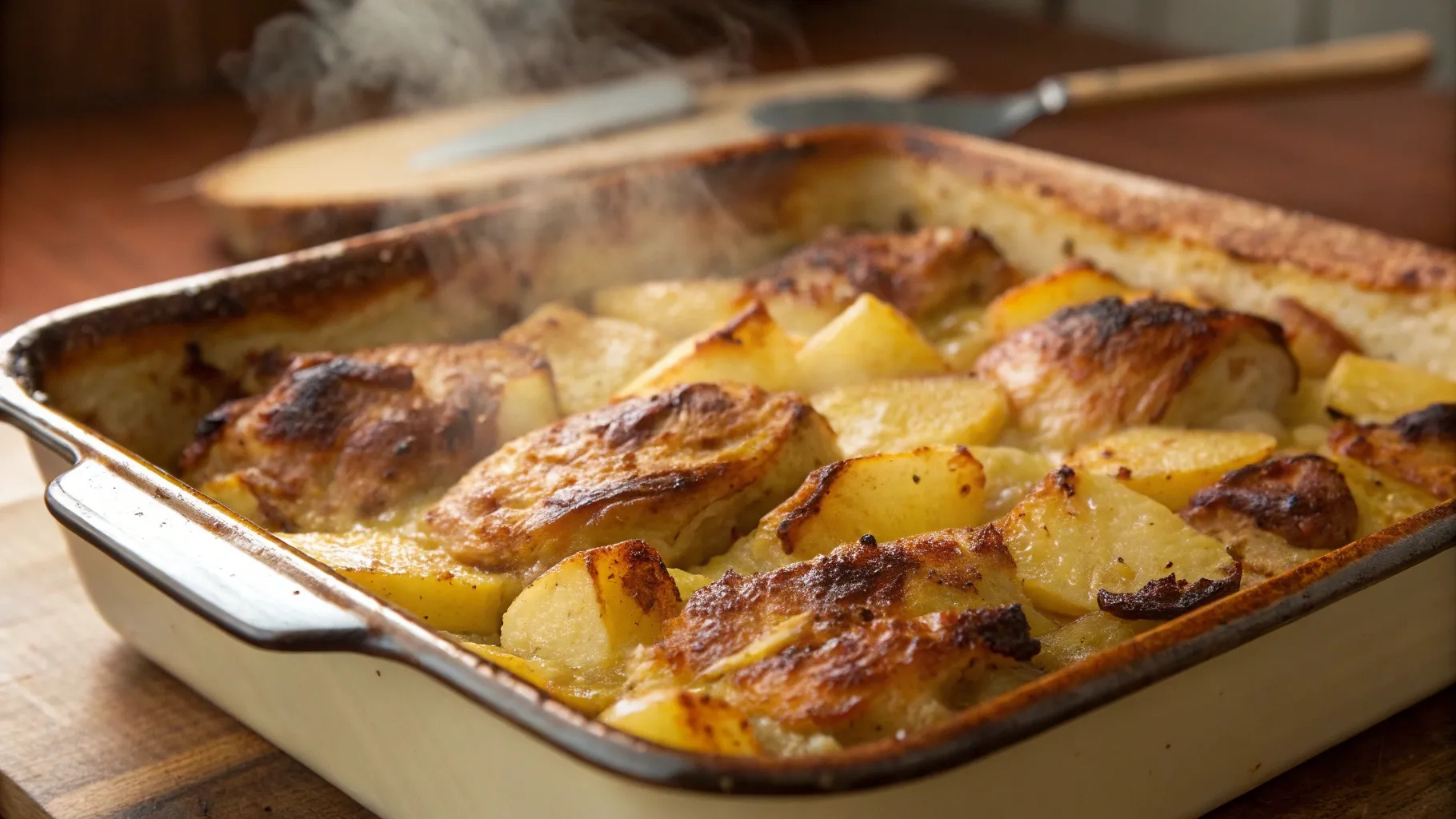 a close up of Chicken and Potato Bake