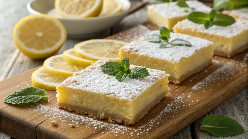 a close up of Creamy Lemon Squares
