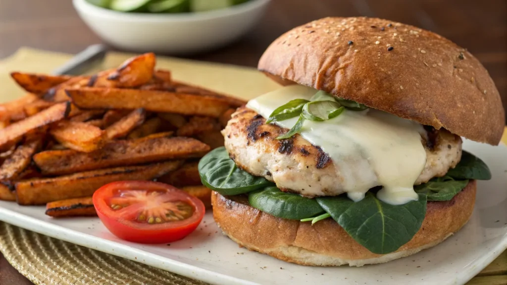 Cheddar and Spinach Chicken Burgers
