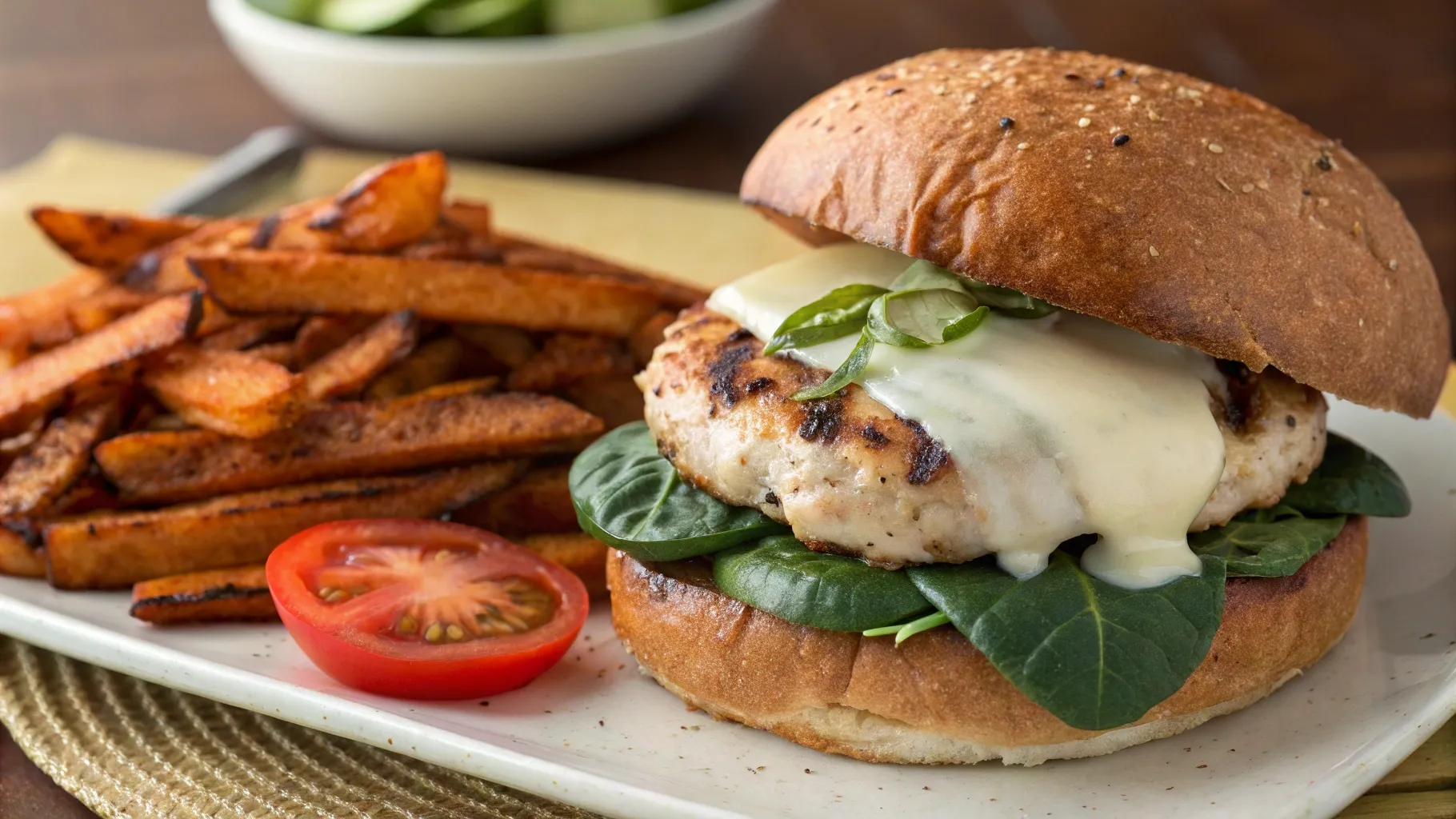 Cheddar and Spinach Chicken Burgers