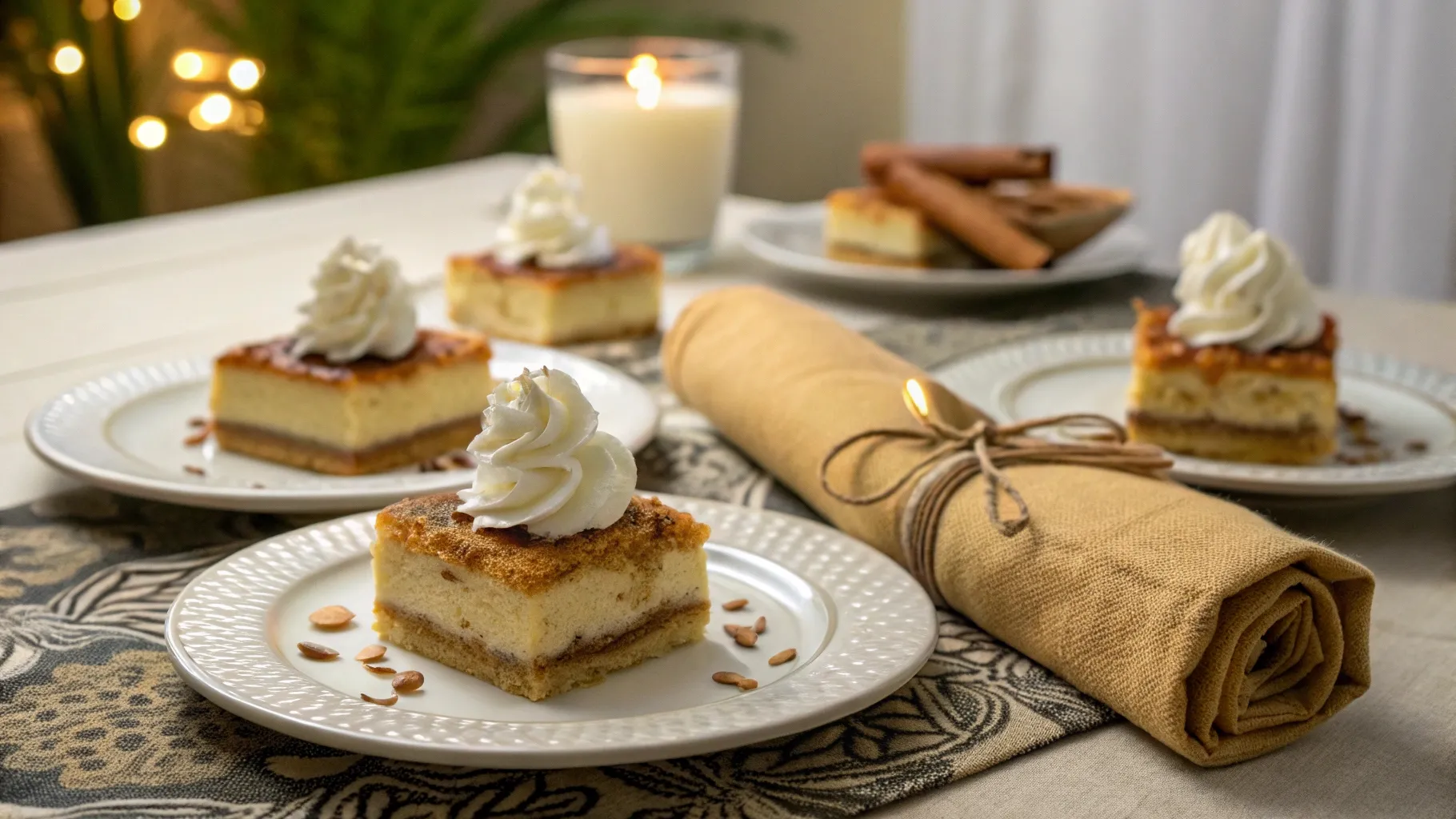 a serving of individual slice of Cinnamon Roll Cheesecake