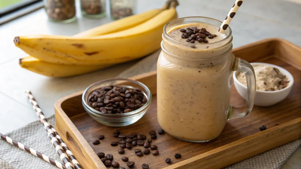a mason jar of Coffee Smoothie