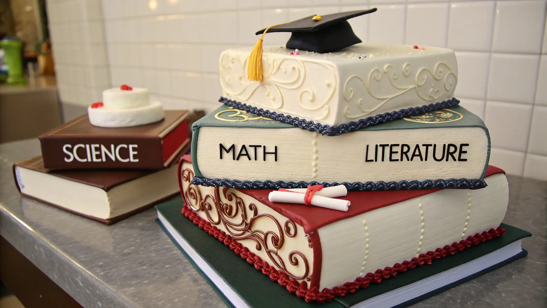 Book Stack Graduation Cake