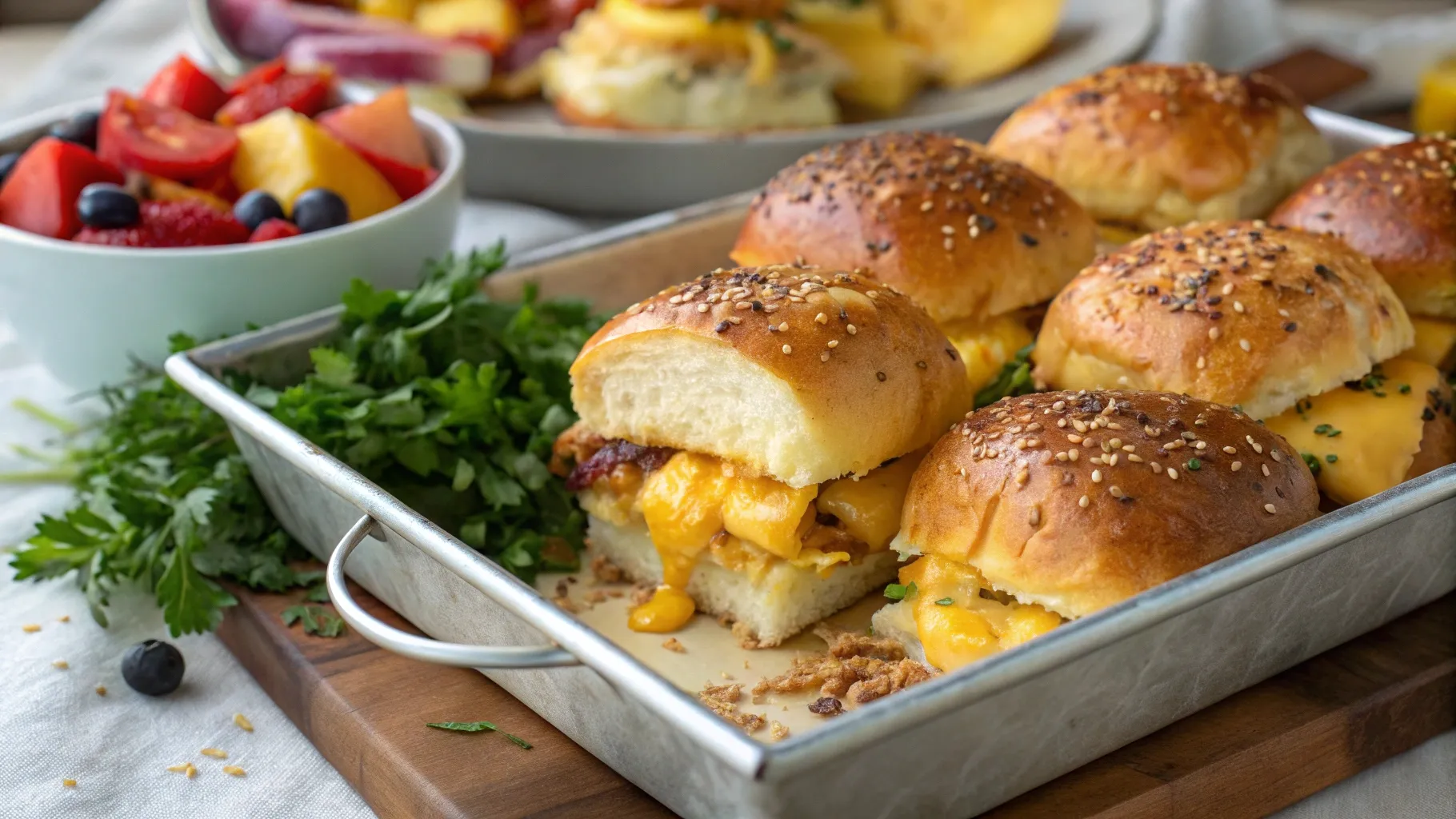 Breakfast Sliders in a tray