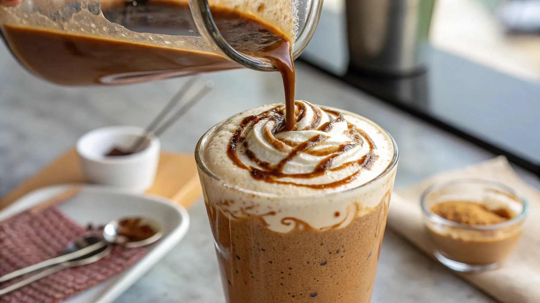 the making of coffee smoothie