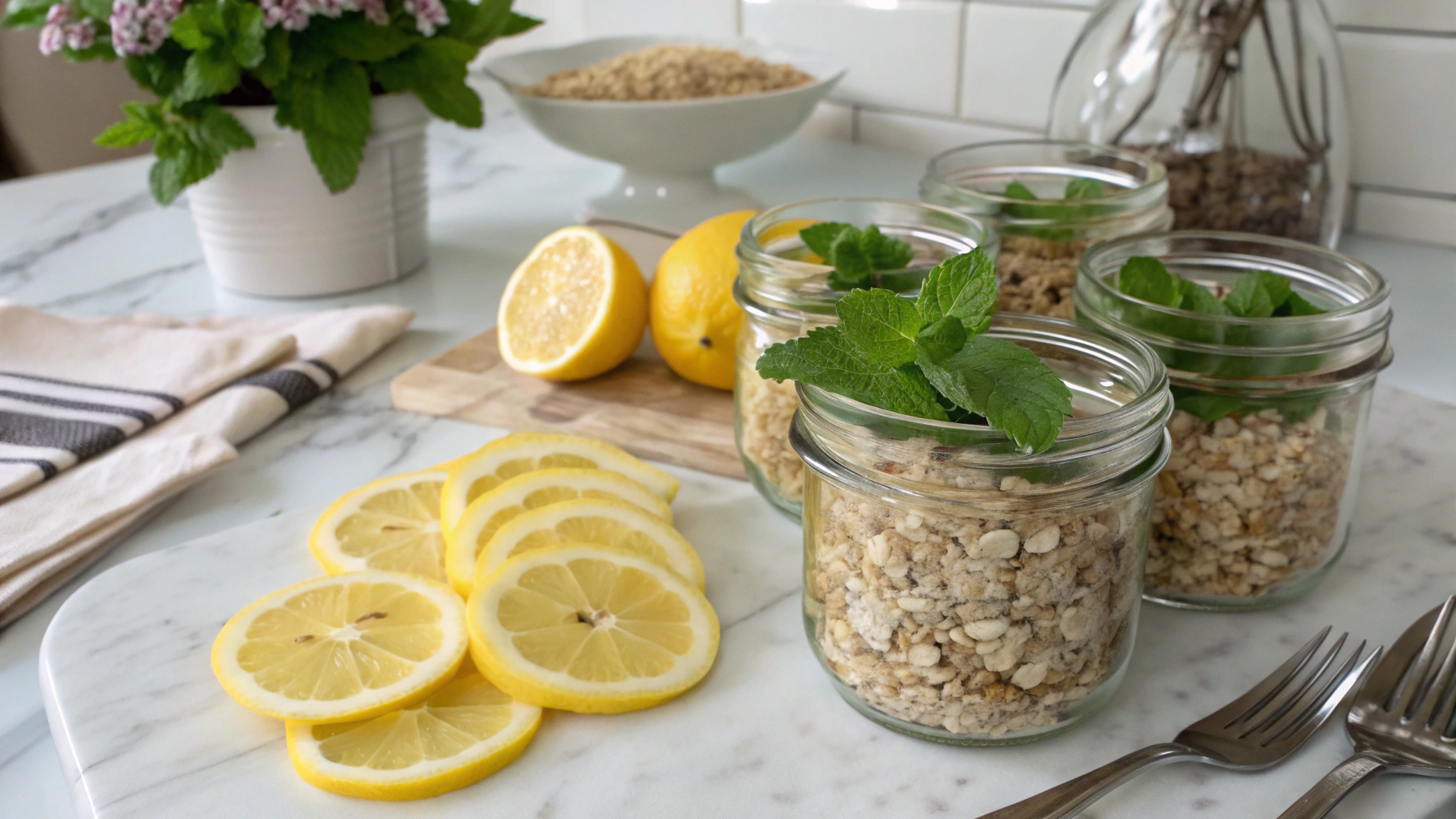 glass jars of oatmeal