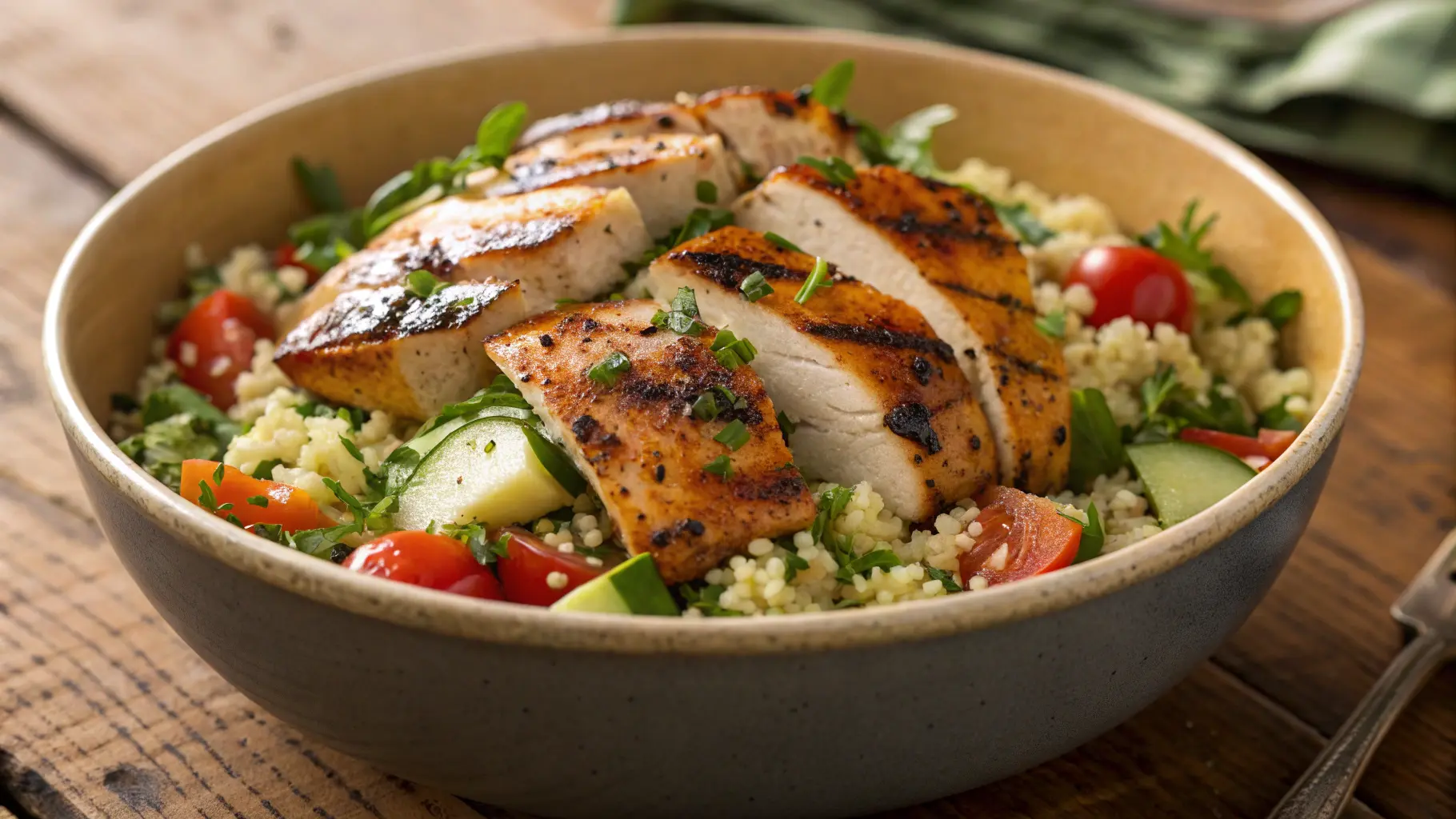 Grain bowl with grilled chicken