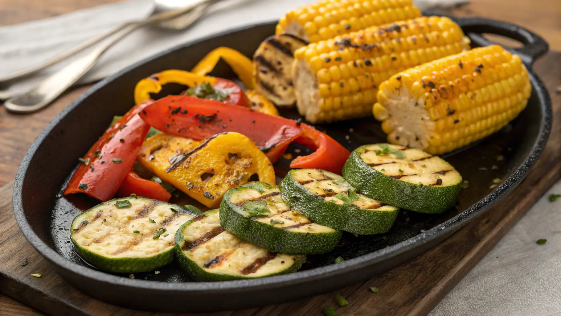 Grilled zucchini, bell peppers