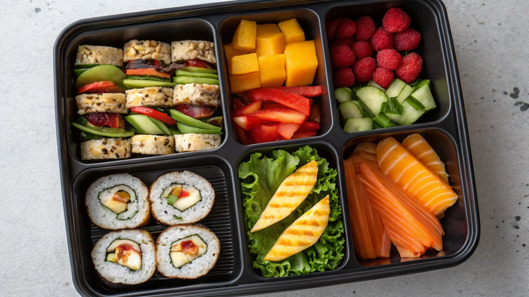 bento-style box divided into 4 