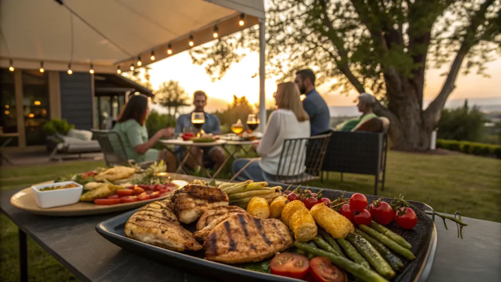 grilled chicken and vegetables