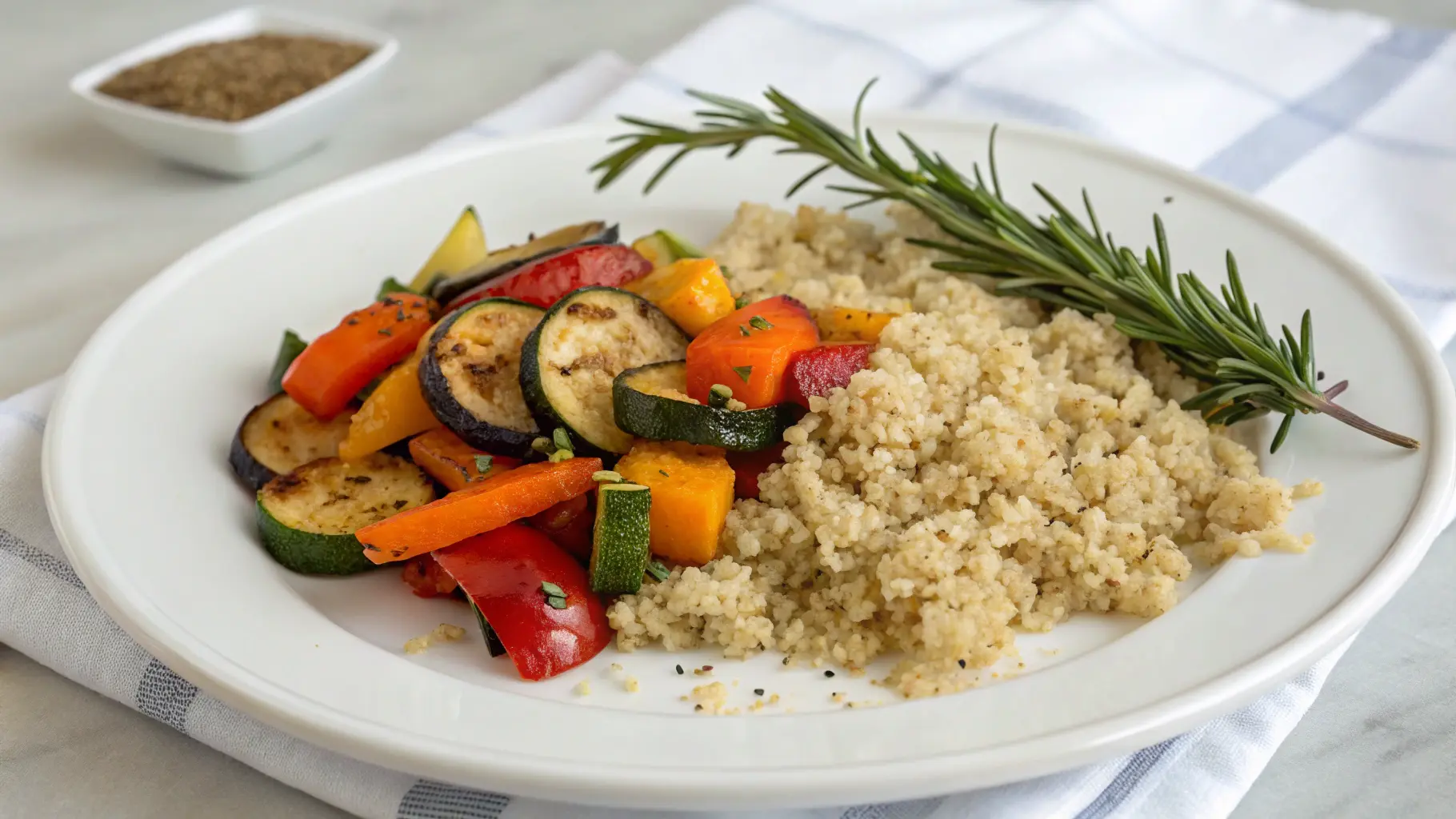 roasted vegetables and quinoa