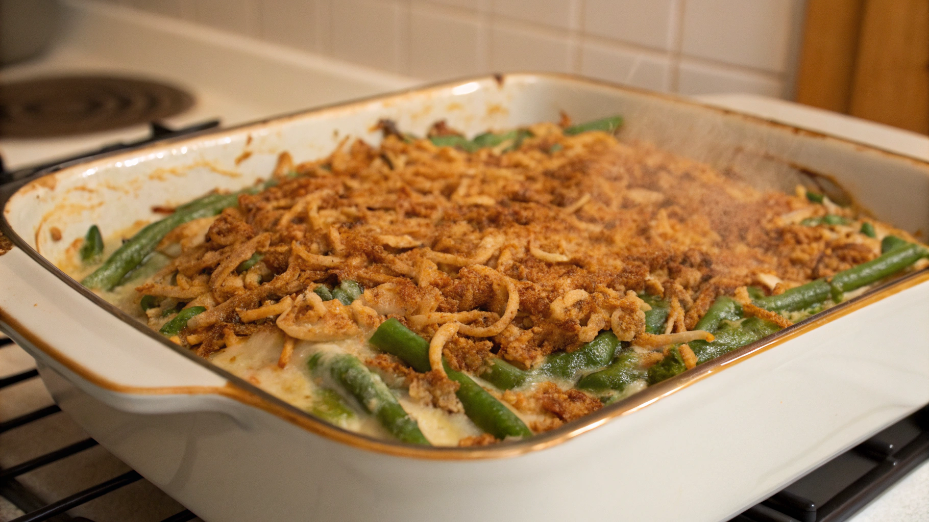 Golden baked green bean casserole